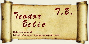 Teodor Belić vizit kartica